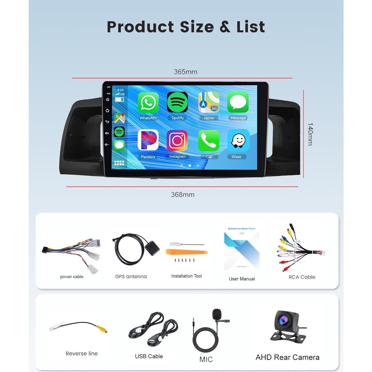 Estéreo de Coche Rimoody 4G+64G Android 15 para Toyota Corolla 2007-2012