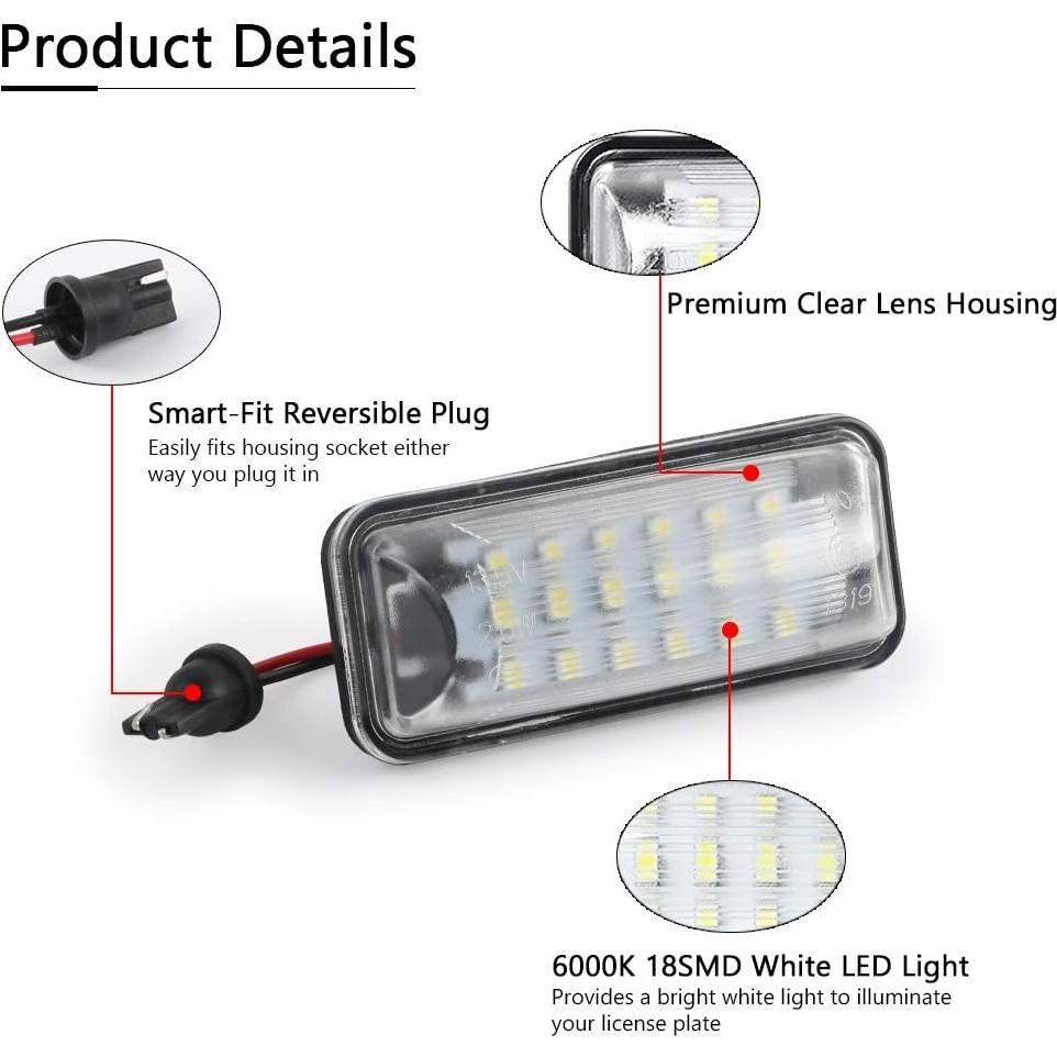 Gempro Luces LED de Placa para Subaru y Toyota 2-Pack
