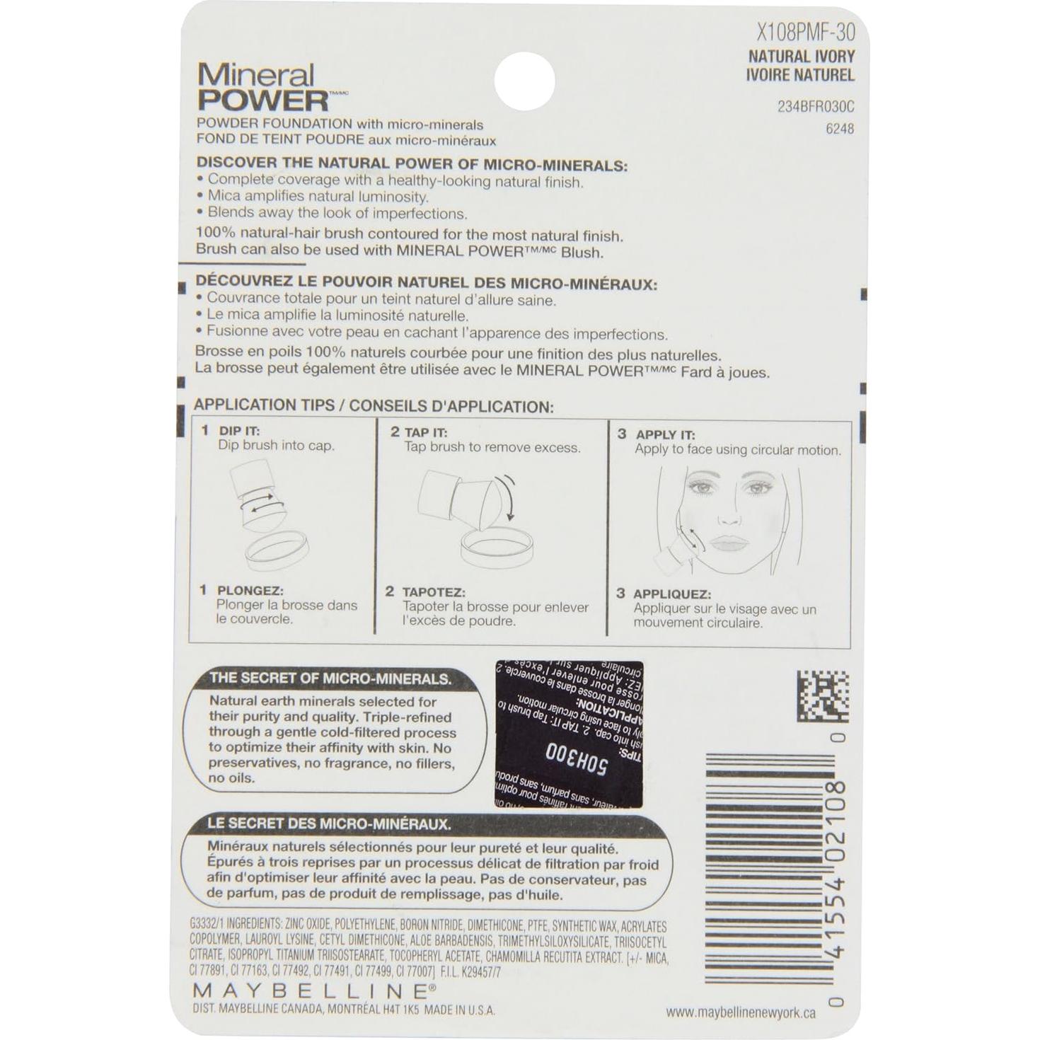 Polvo Base Mineral Maybelline Nueva York Marfil Natural 7.87g