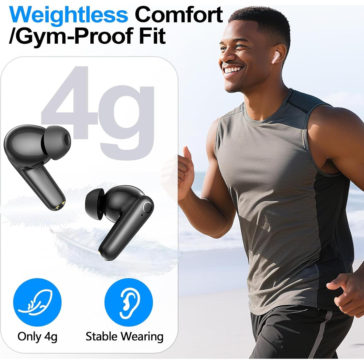 Auriculares Inalámbricos Kurdene N9i Bluetooth 5.4 60H Negro