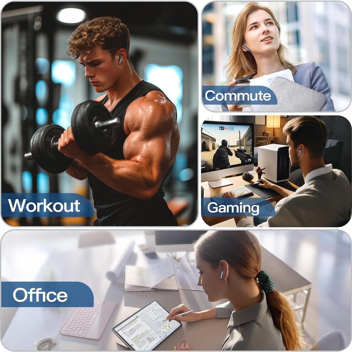 Auriculares Inalámbricos Kurdene N9i Bluetooth 5.4 60H Negro