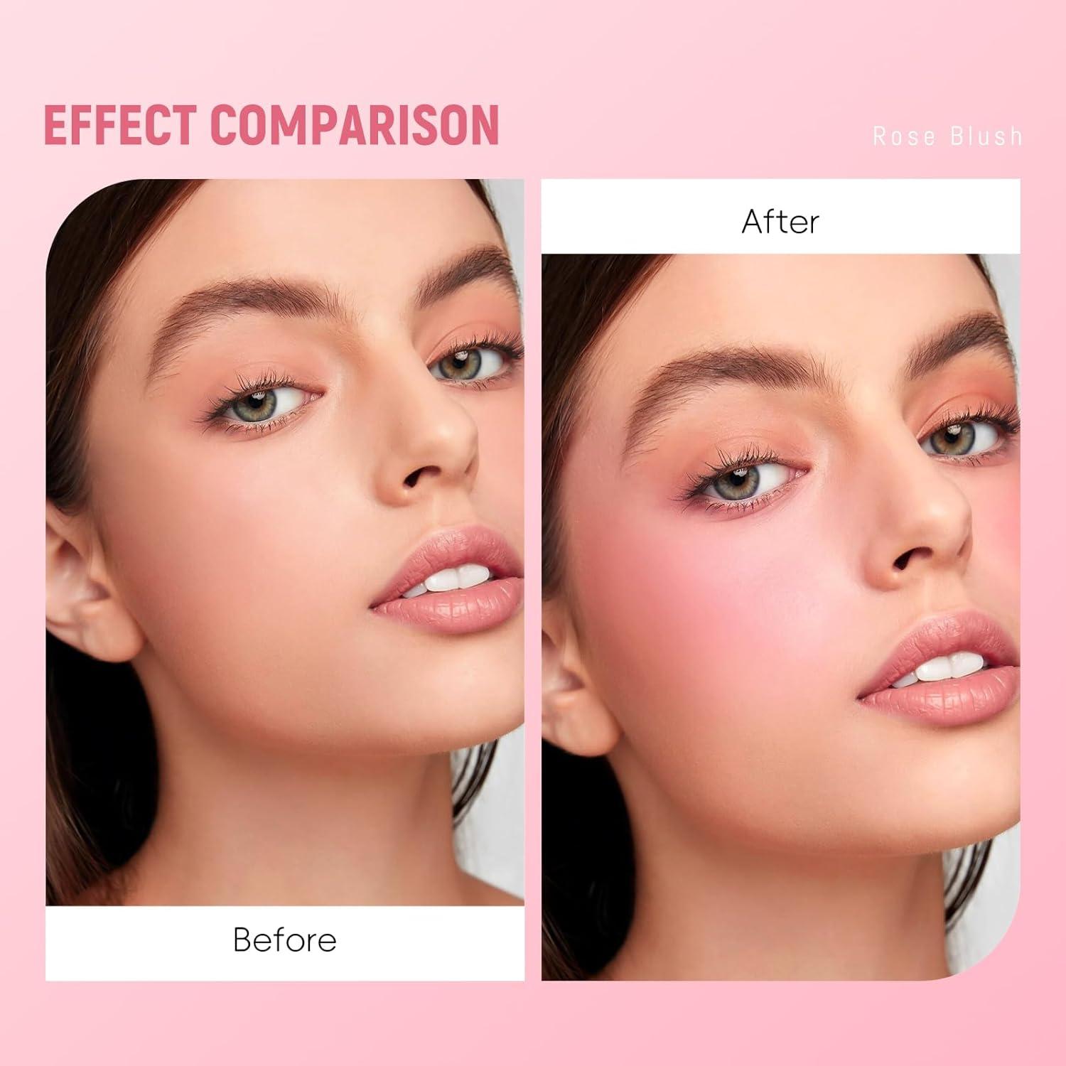 Rubor Crema a Polvo HOSAILY Rosa Suave 3D - Acabado Natural