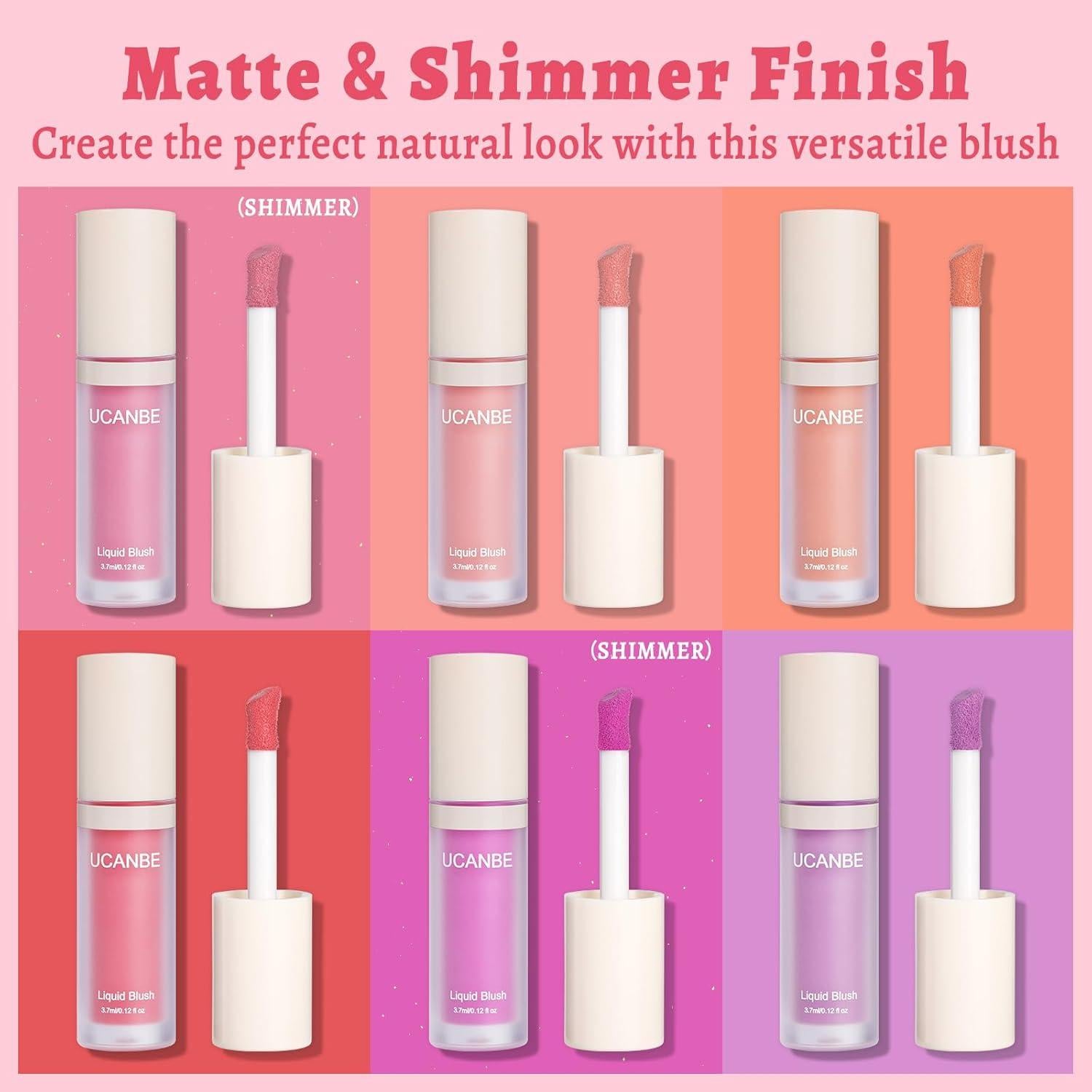 Rubor Líquido UCANBE 01 Rosa - Larga Duración, Alta Pigmentación