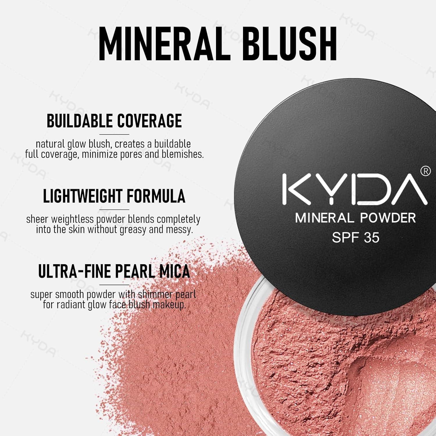 Rubor en Polvo Mineral KYDA SPF 35 Rosa Brillante 49.6g