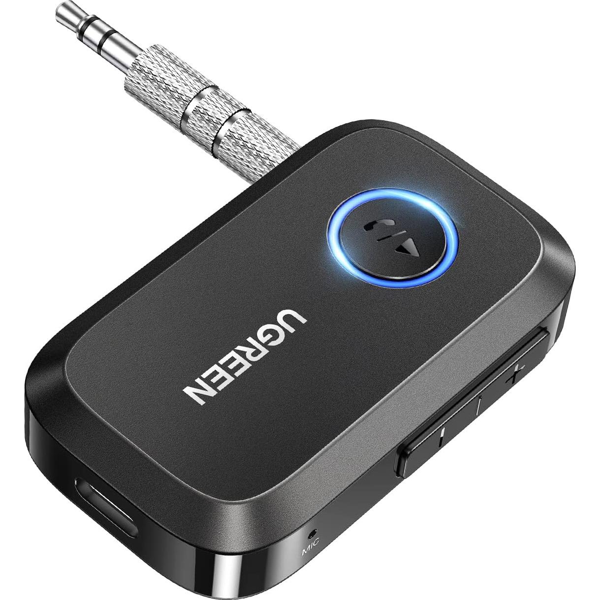 Adaptador Bluetooth UGREEN 5.4 Aux 3.5mm para Coche - 15H Batería