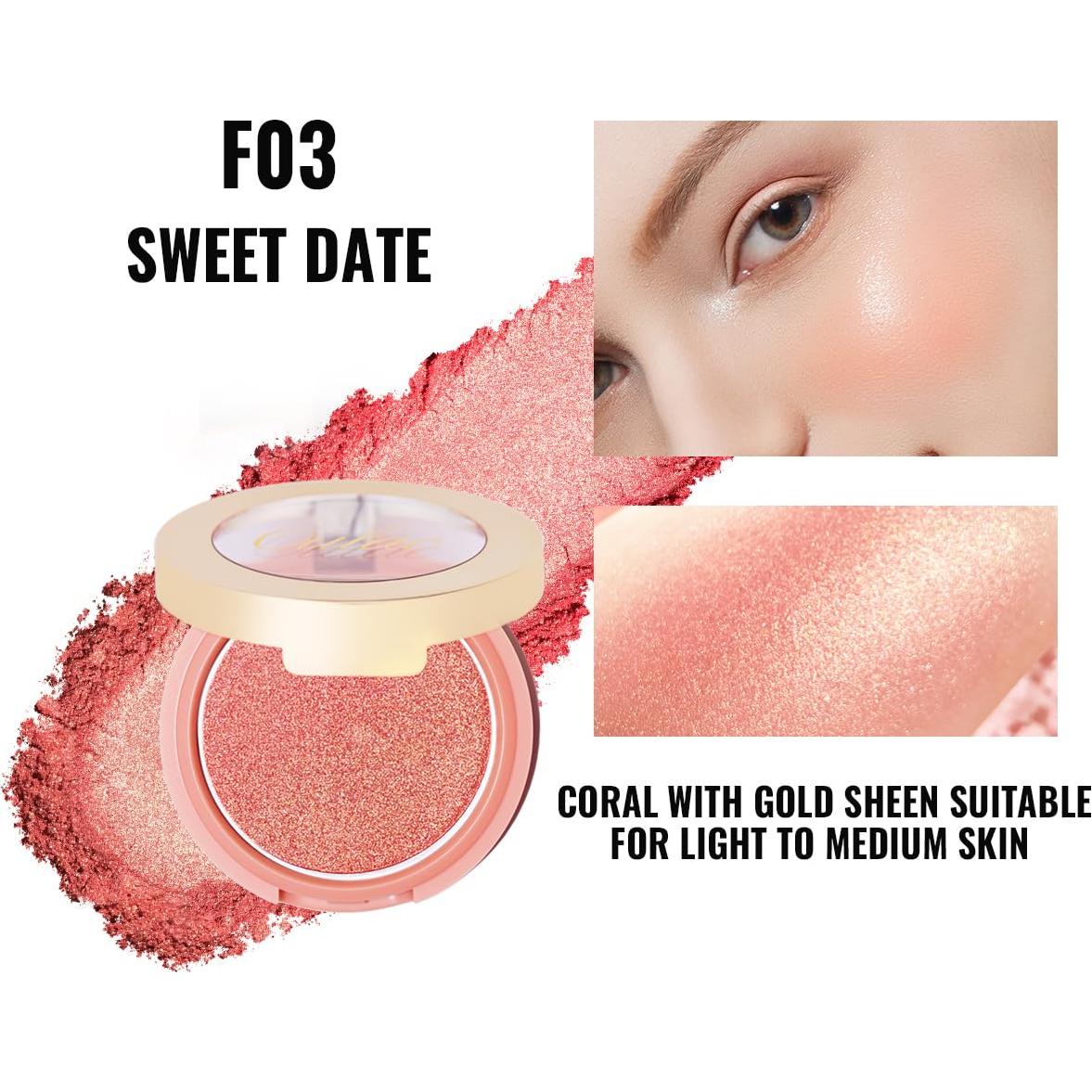 Rubor Iluminador Oulac F03 Fecha Dulce 4.8g Vegano