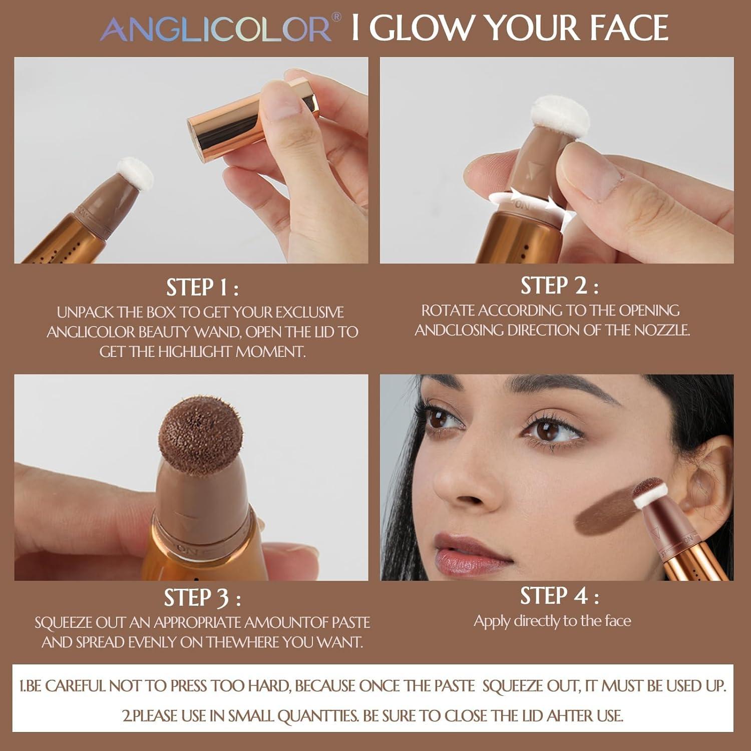 Juego de Varitas de Belleza Anglicolor 3 en 1 - Rubor, Contorno e Iluminador