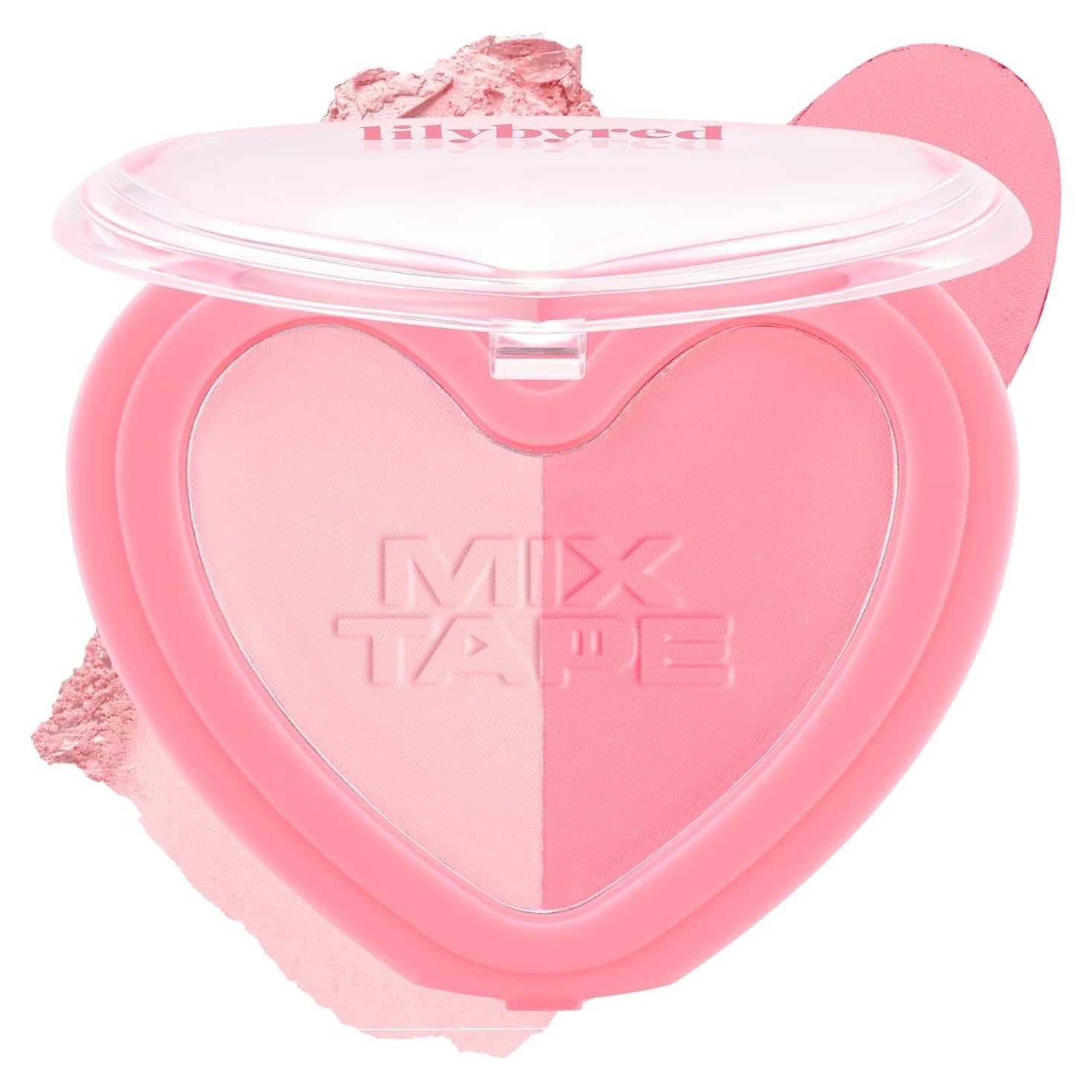 Luv Beam Cheek Duo | Heart-Shaped Korean Dual-Tone Powder Blush, Tone-on-Tone Mixable Colors, Soft Glow with Fine Shimmer, Silky Texture, Blendable, All-Day Wear, 0.14 oz. (02 Joy Beam)