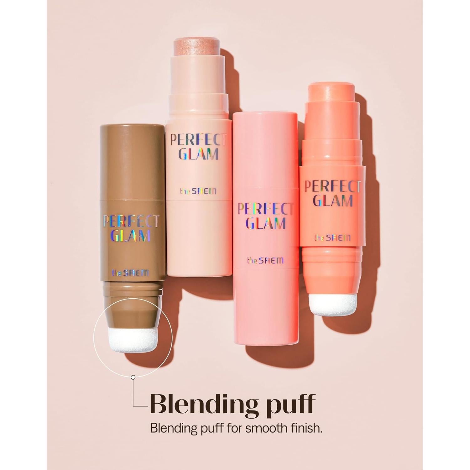 THESAEM Perfect Glam Stick Blusher Rosa Lechoso 5.67g con Puff