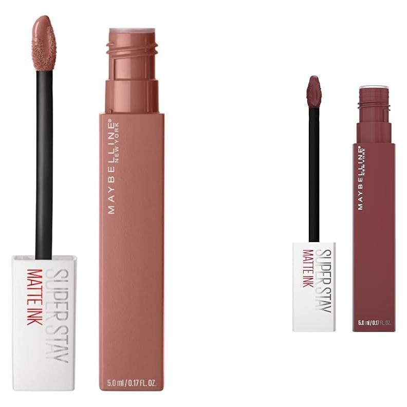 Maybelline Super Stay Matte Ink Pintalabios 2 Piezas Seductora Rosa Nude y Mover Marrón
