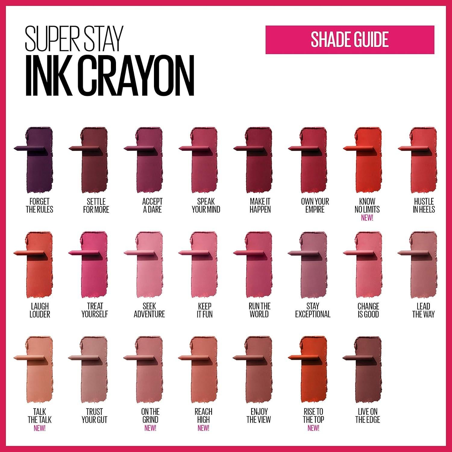 Labial Mate Crayon Maybelline SuperStay Ink 1.13g con Sacapuntas