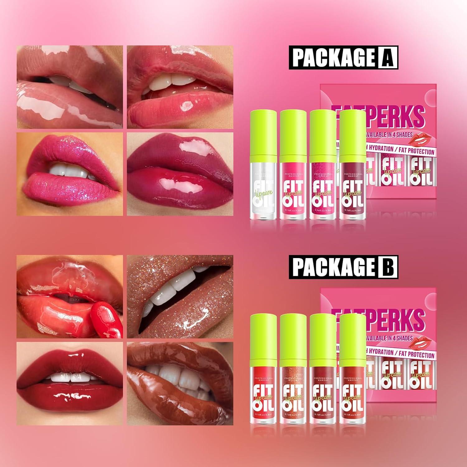 Aceite de Labios Hidratante Tiejdhr - Set A, 4 Colores, No Pegajoso