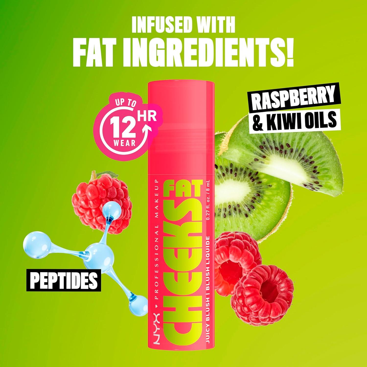 Rubor Líquido Brillante NYX Fat Cheeks 7.62g Bouncin Berry