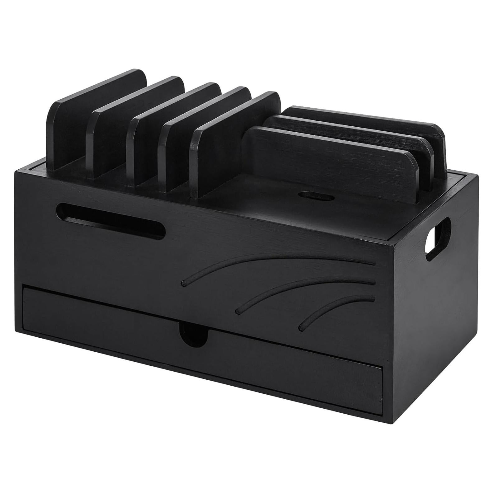 Estación de Carga de Bambú Homde con 6 Ranuras Organizador