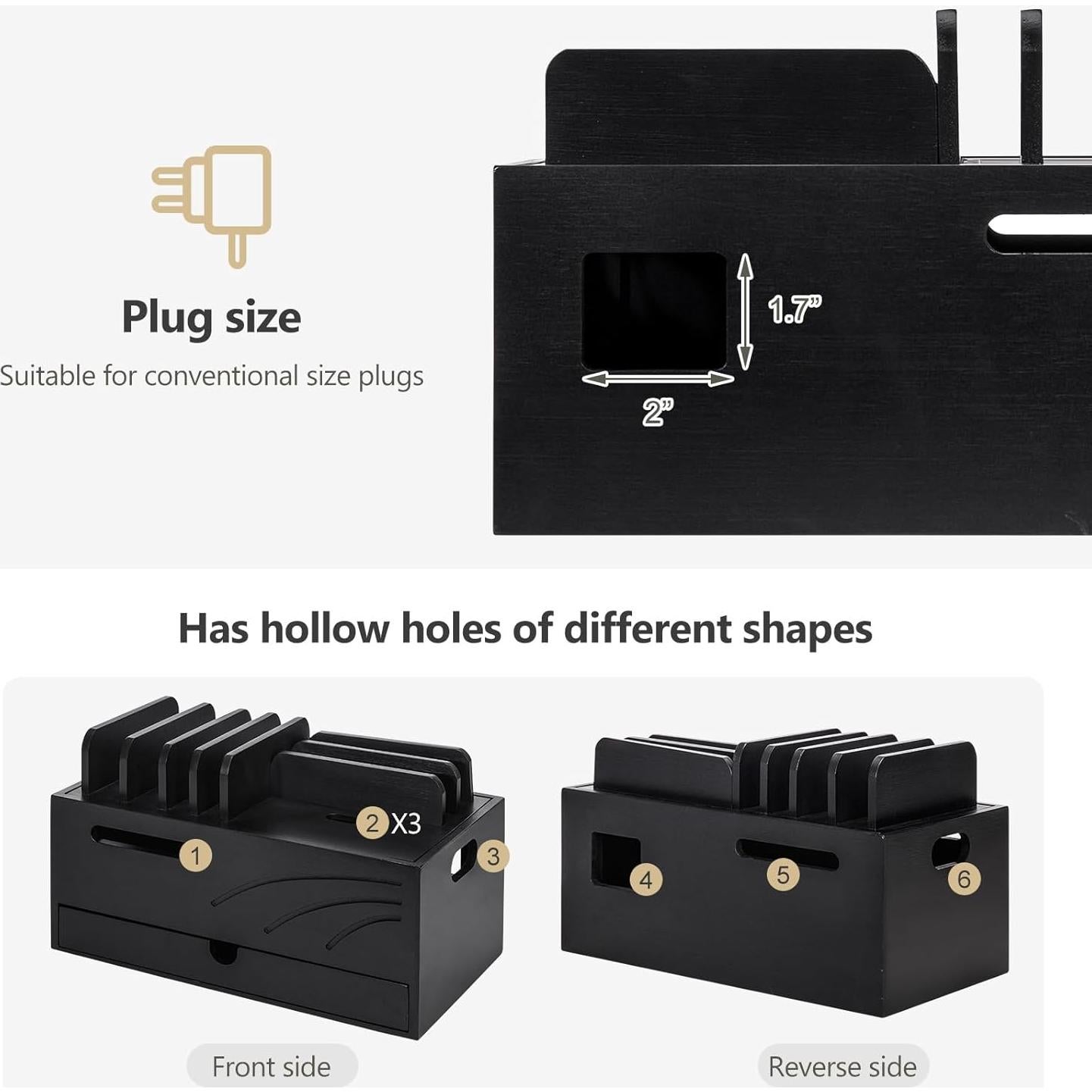 Estación de Carga de Bambú Homde con 6 Ranuras Organizador