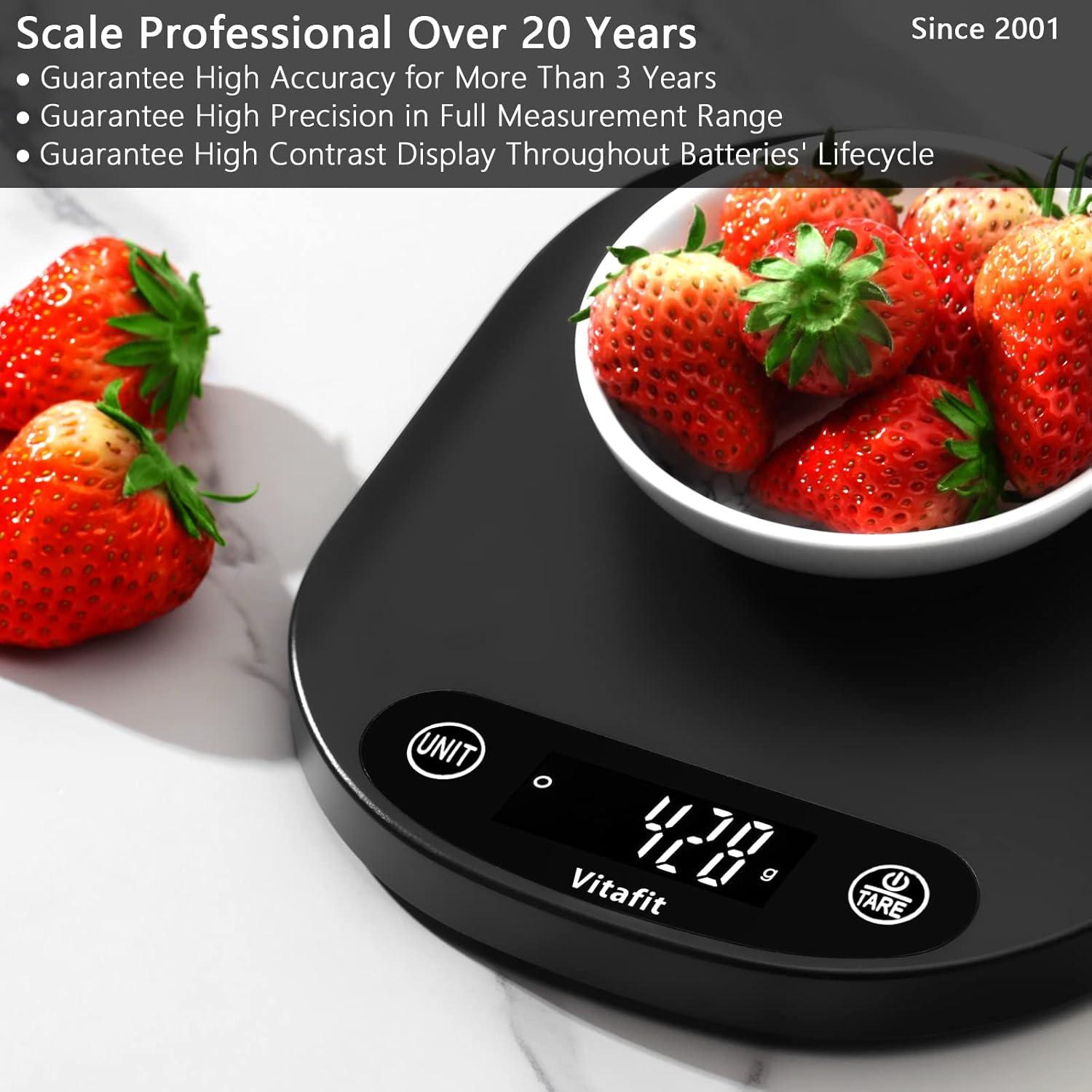 Balanza Digital de Cocina Vitafit 15kg Alta Precisión LED Negra