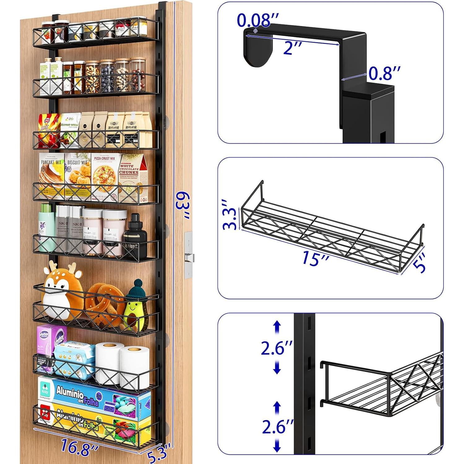 Organizador de Puerta MIAOLI 8 Niveles Negro Ajustable