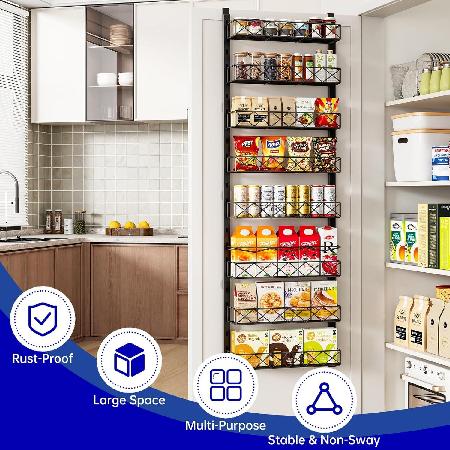 Organizador de Puerta MIAOLI 8 Niveles Negro Ajustable