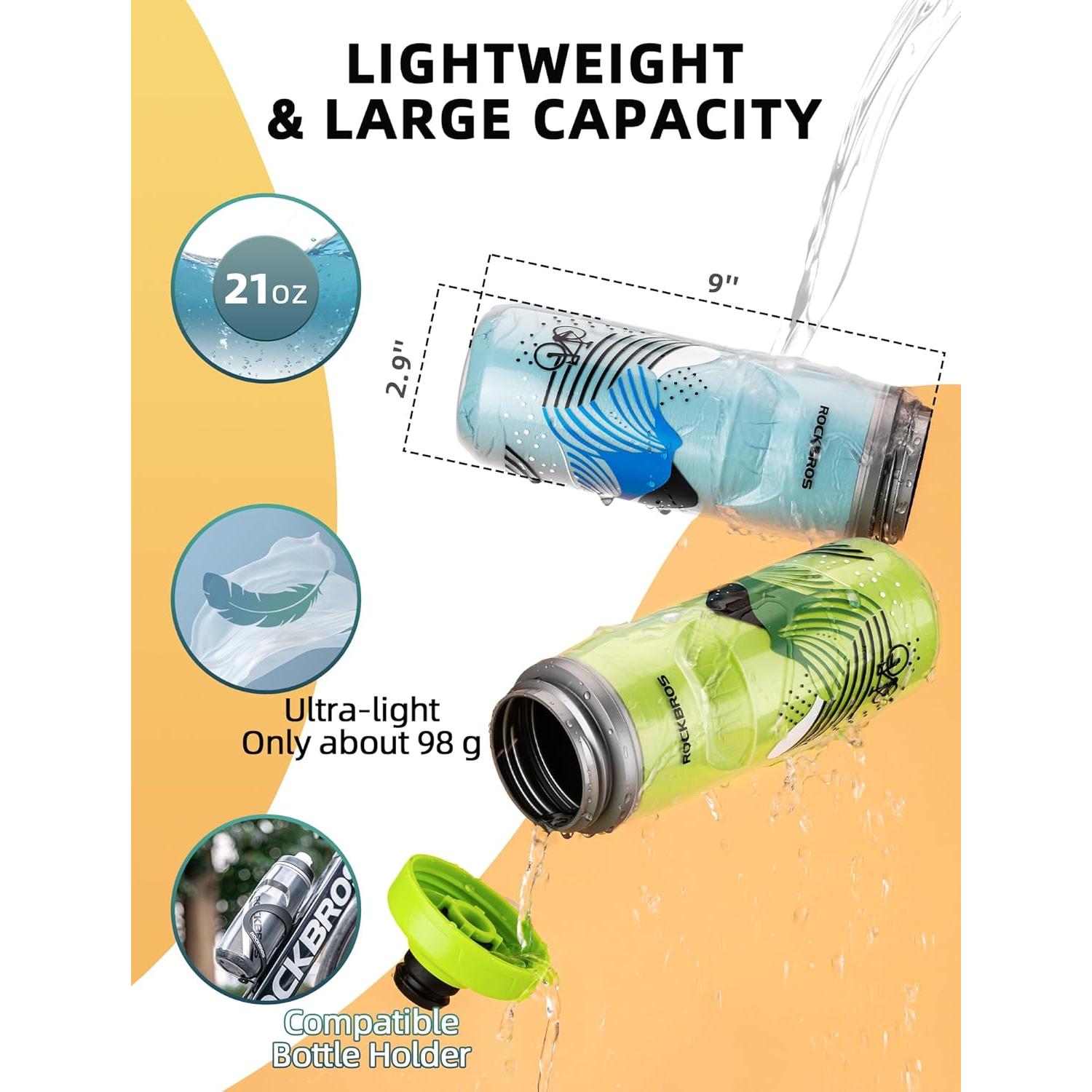 Botella de Agua ROCKBROS 630ml Aislada y a Prueba de Fugas