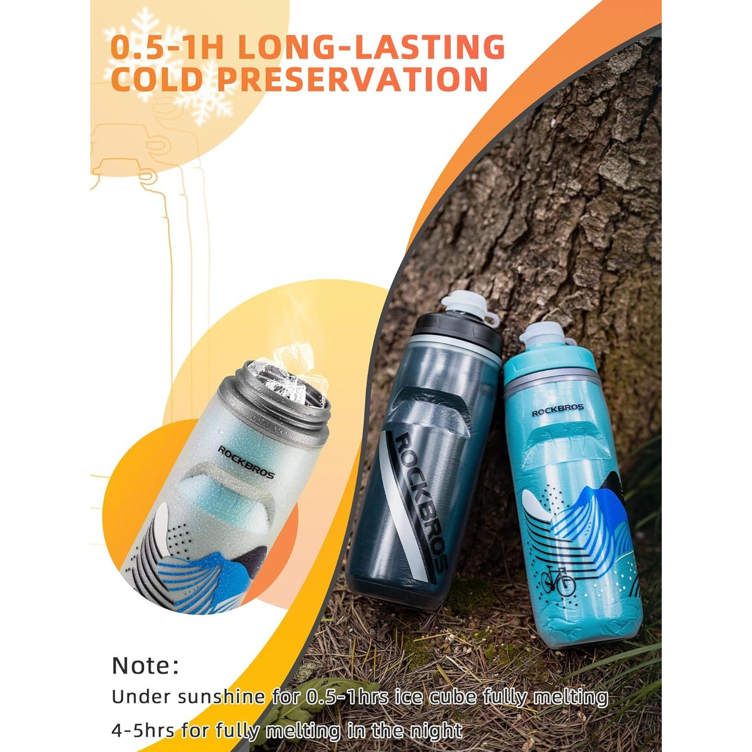 Botella de Agua ROCKBROS 630ml Aislada y a Prueba de Fugas