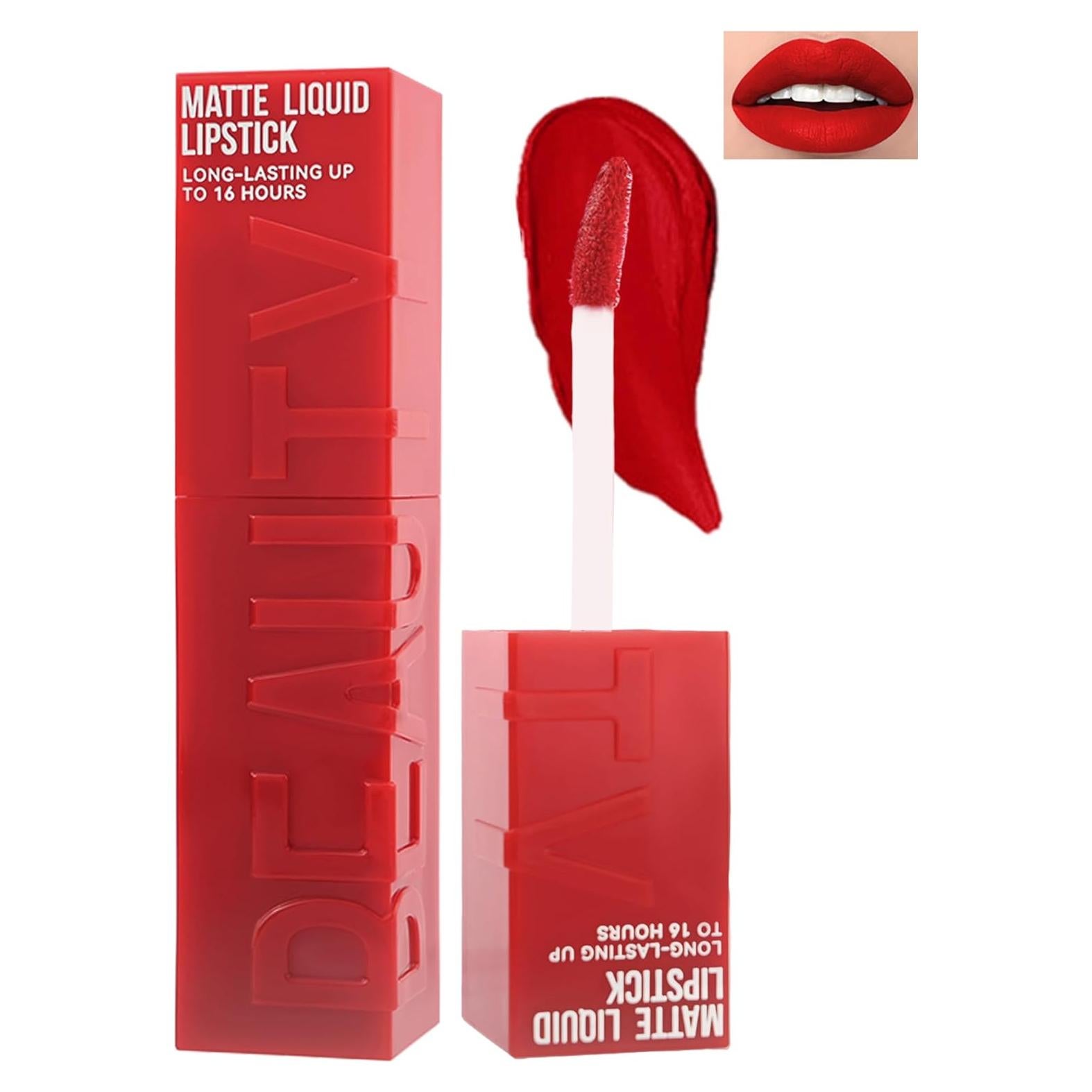 Lápiz Labial Líquido Mate Velvet 05# Rojo Rubí - 16H Duración