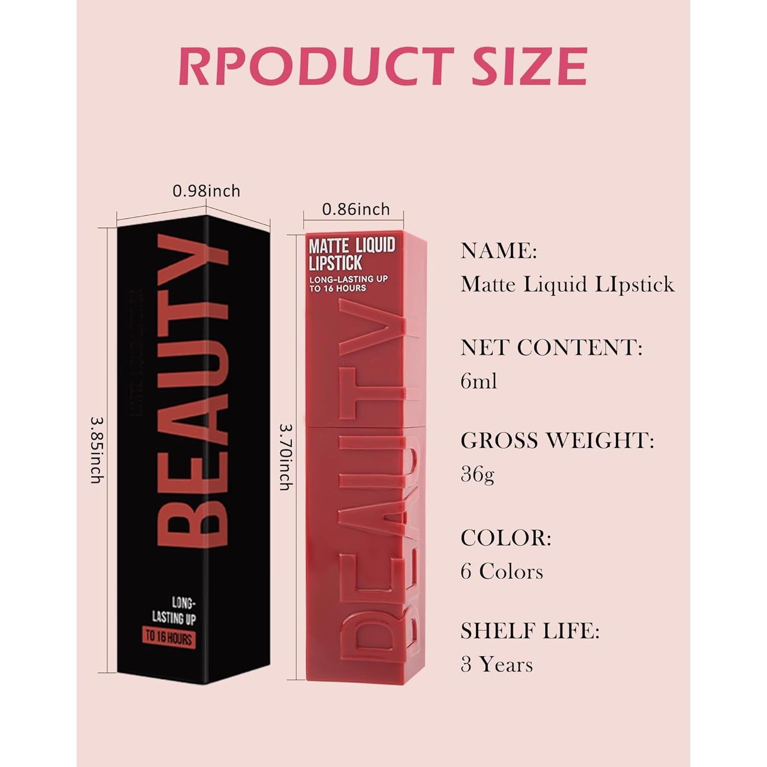 Lápiz Labial Líquido Mate Velvet 05# Rojo Rubí - 16H Duración