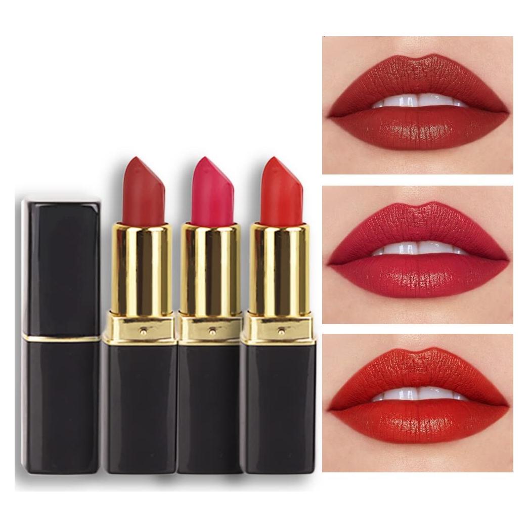 Set de Lápiz Labial Mate Rojo evpct 3 Pcs Larga Duración