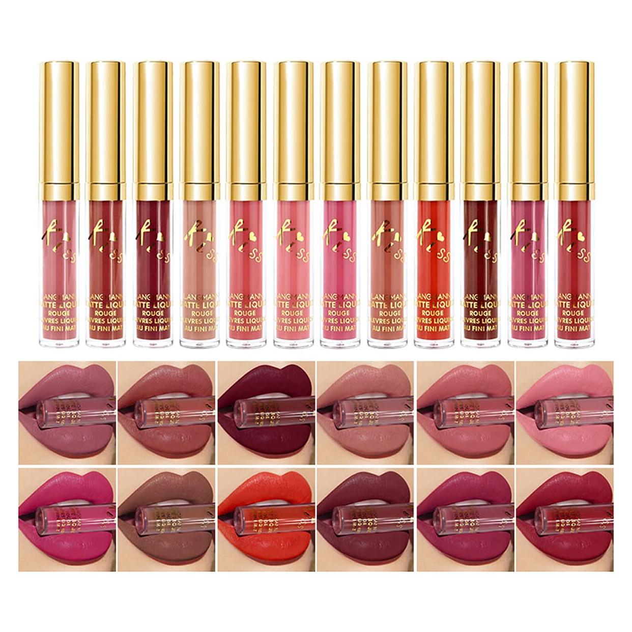 Conjunto de lápiz labial líquido PRALOVIXAE 12 colores mate