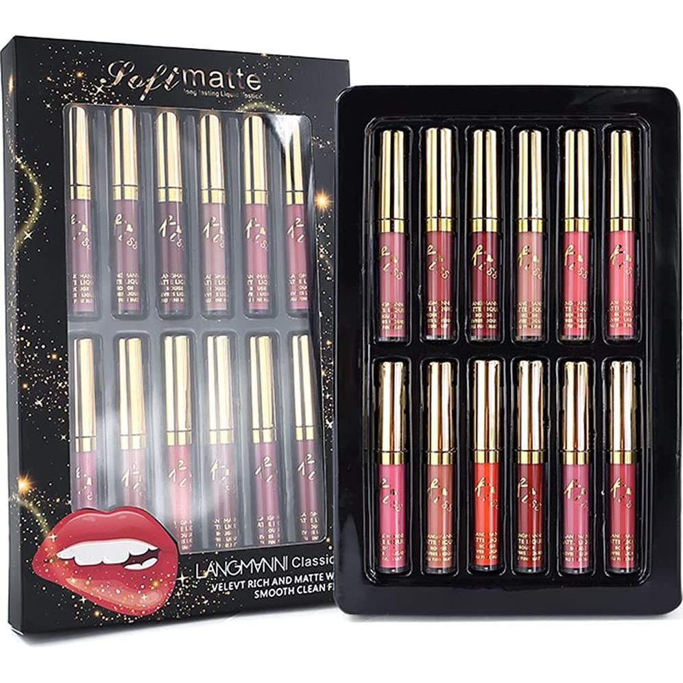 Conjunto de lápiz labial líquido PRALOVIXAE 12 colores mate
