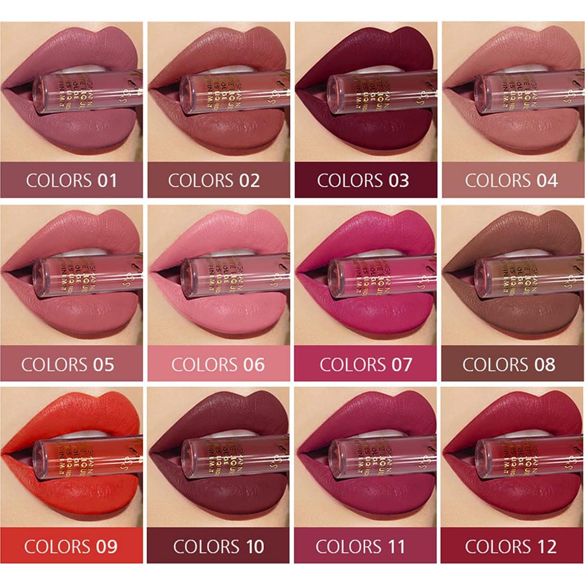 Conjunto de lápiz labial líquido PRALOVIXAE 12 colores mate