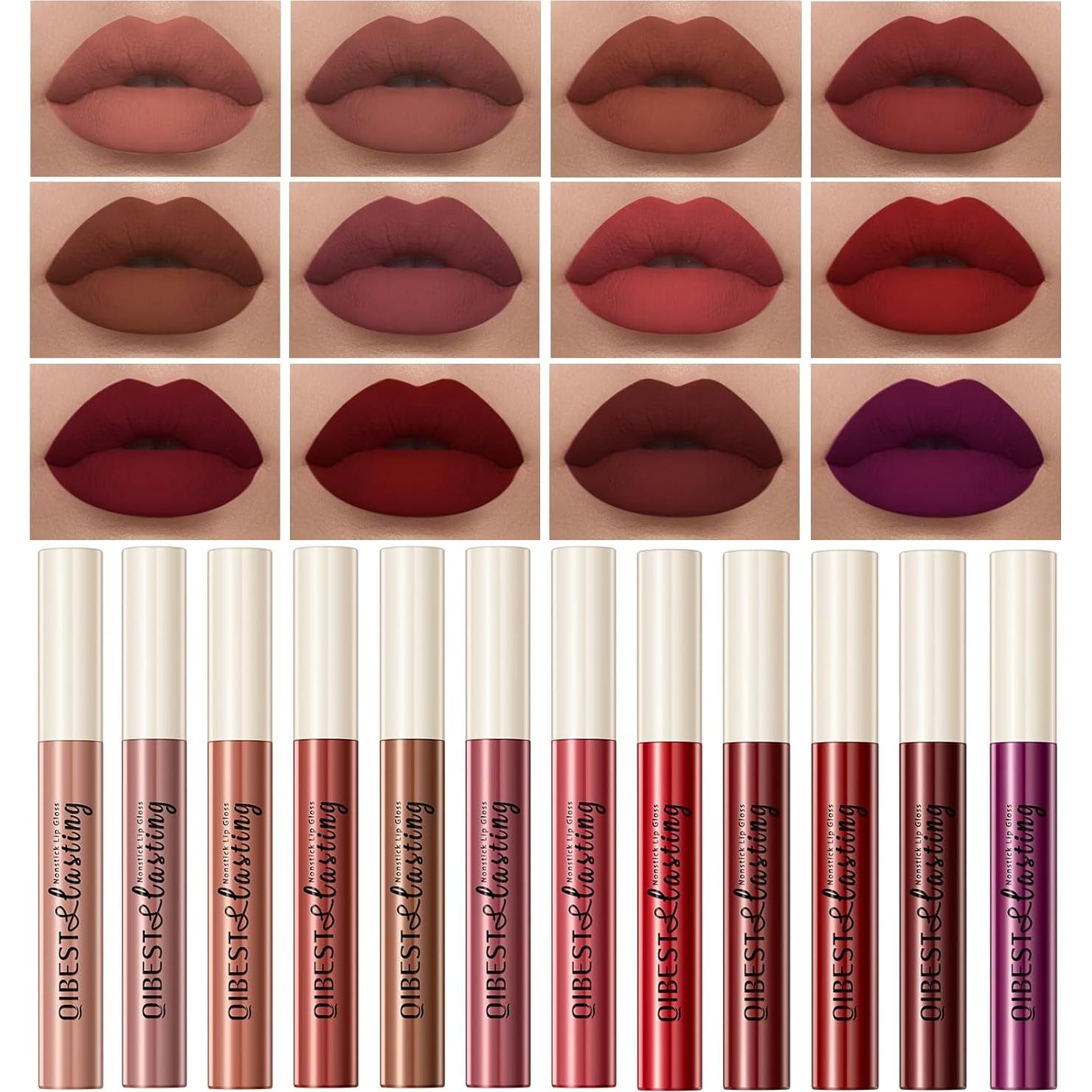 Juego de 12 Pintalabios Líquido Mate LEPKE 30 ml Larga Duración