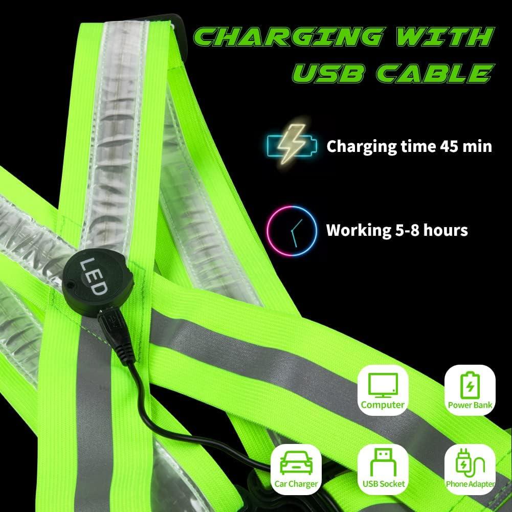 Chaleco Reflectante LED BAOBICUTE Recargable USB Ajustable