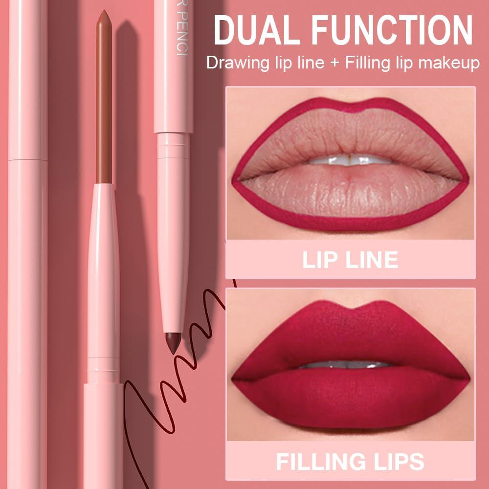 Juego de 12 Lápices Delineador de Labios Kaely - Mate y Cremoso