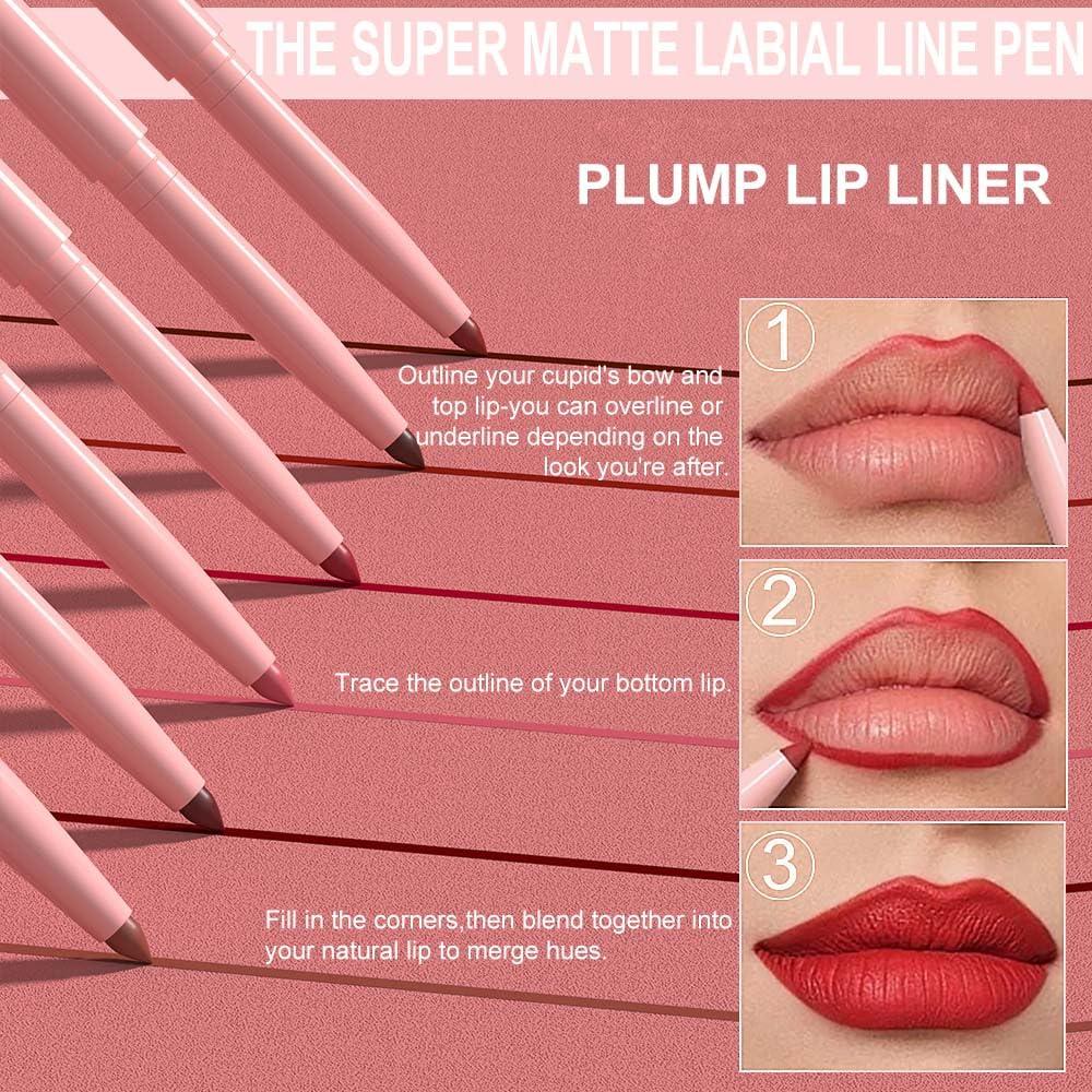 Juego de 12 Lápices Delineador de Labios Kaely - Mate y Cremoso