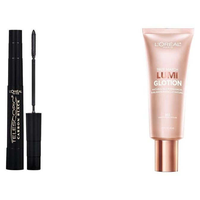Paquete de Belleza L'Oreal: Máscara Telescópica 7.93 ml + Iluminador Lumi Glotion 38 g