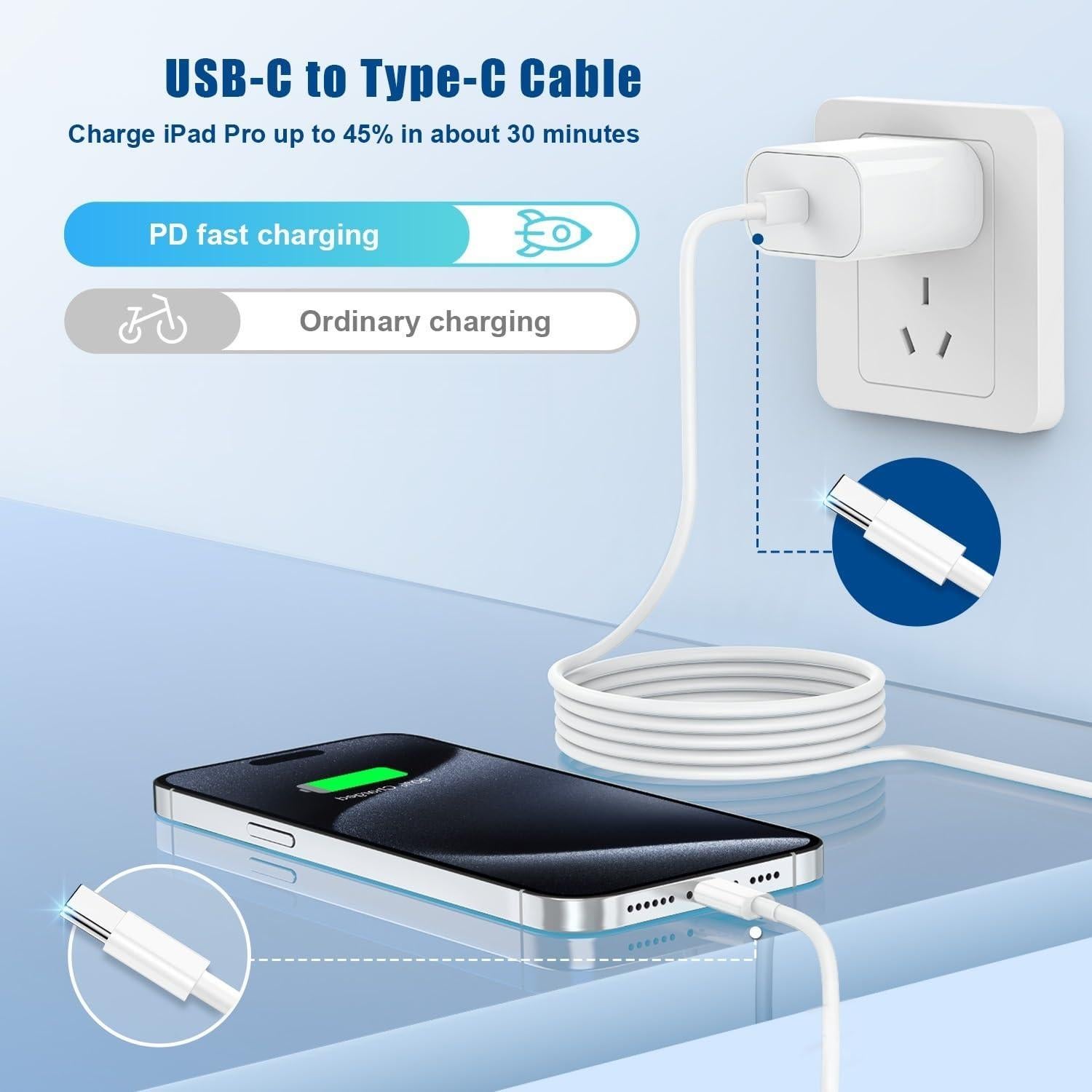 Cable de carga rápida USB C a C 1.83m 60W Pukerehab