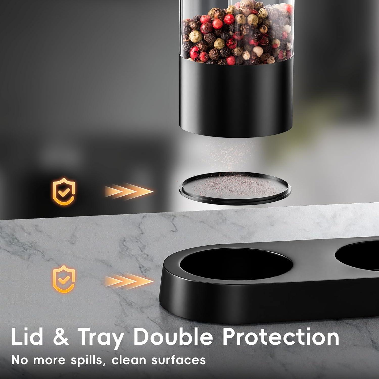 Juego de Molinillos Eléctricos de Sal y Pimienta 500mAh Negro