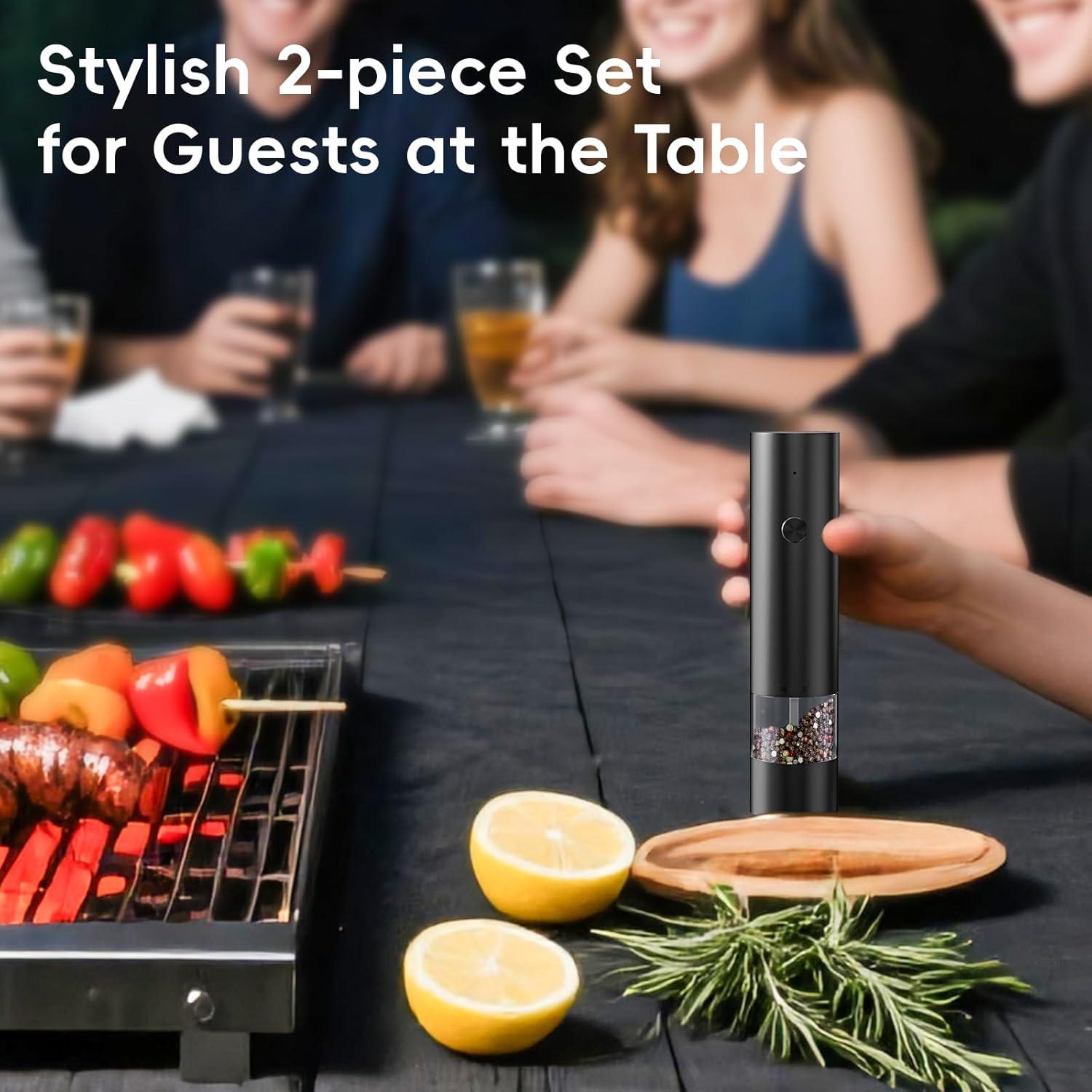 Juego de Molinillos Eléctricos de Sal y Pimienta 500mAh Negro