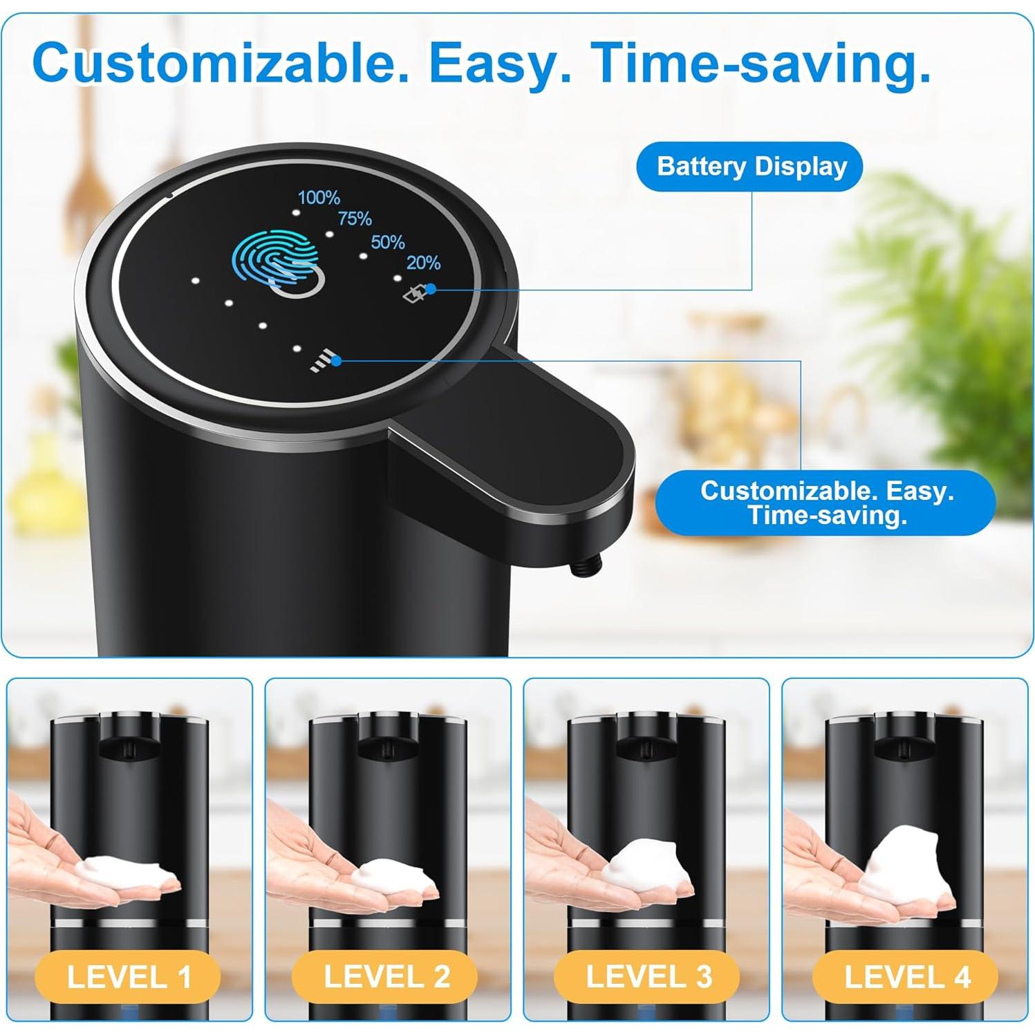 Dispensador Automático de Jabón Espumoso Fantictas 380ml Negro