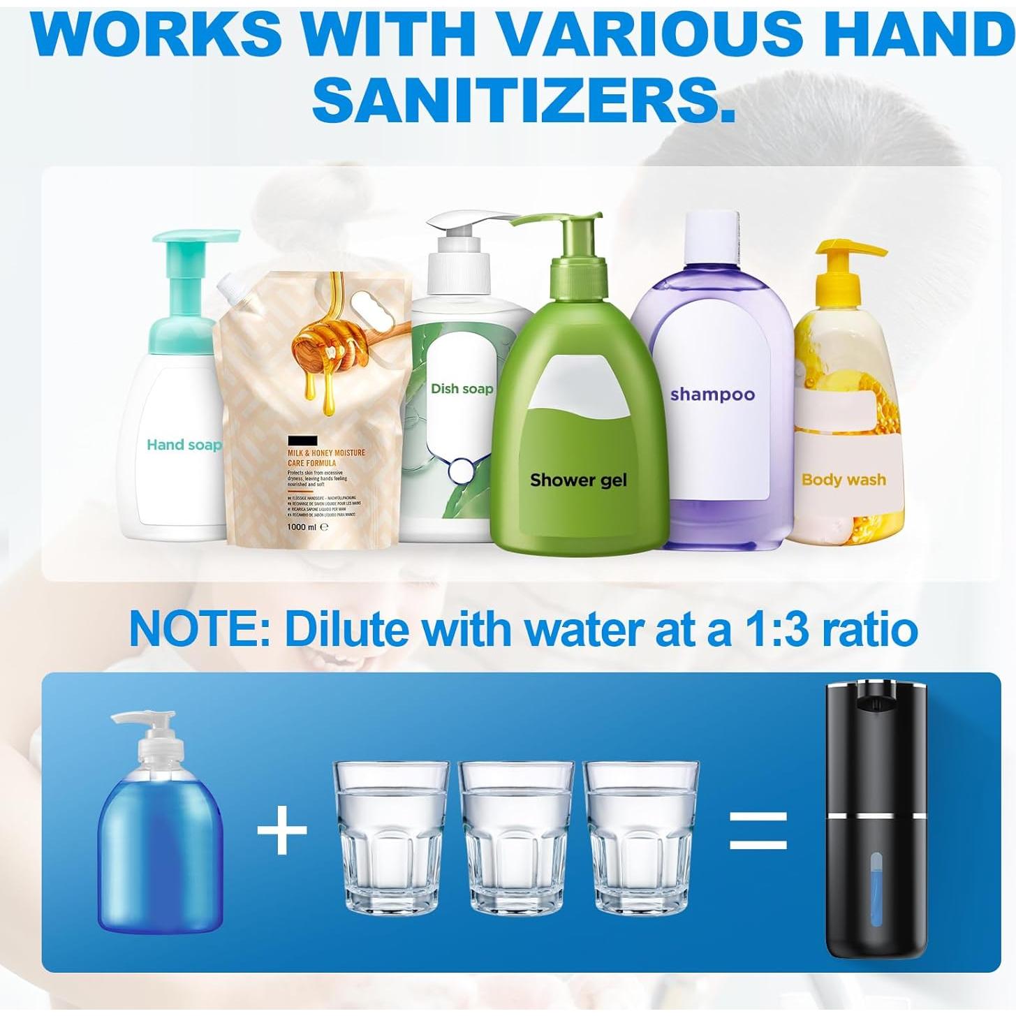 Dispensador Automático de Jabón Espumoso Fantictas 380ml Negro