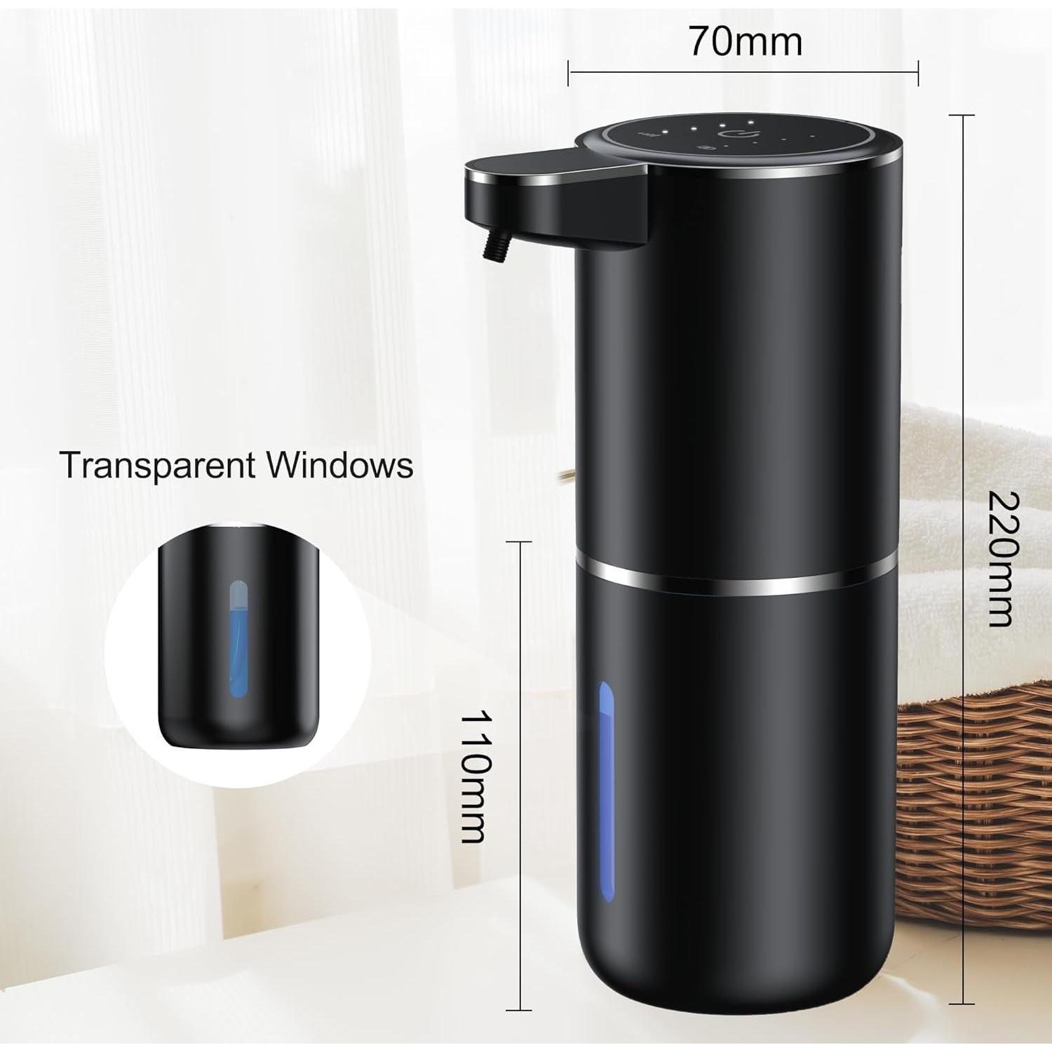 Dispensador Automático de Jabón Espumoso Fantictas 380ml Negro