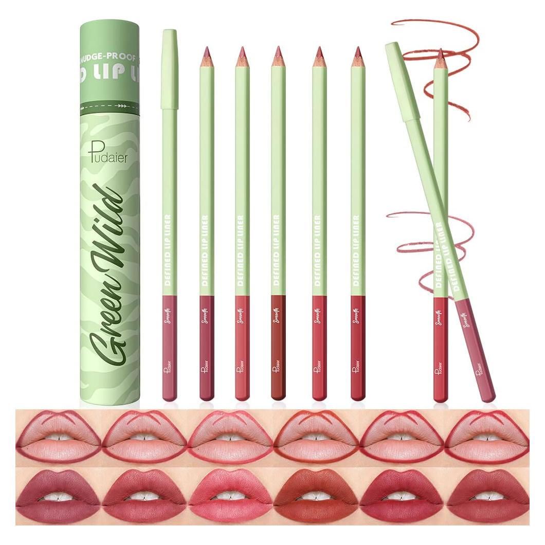 Set de 6 Lápices de Contorno de Labios Pudaier - Alta Pigmentación