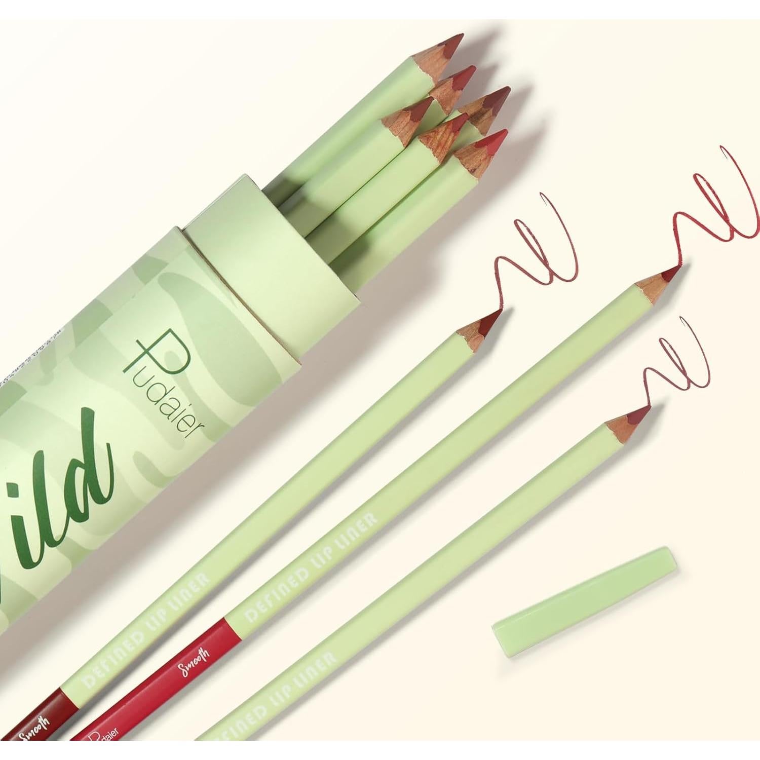 Set de 6 Lápices de Contorno de Labios Pudaier - Alta Pigmentación