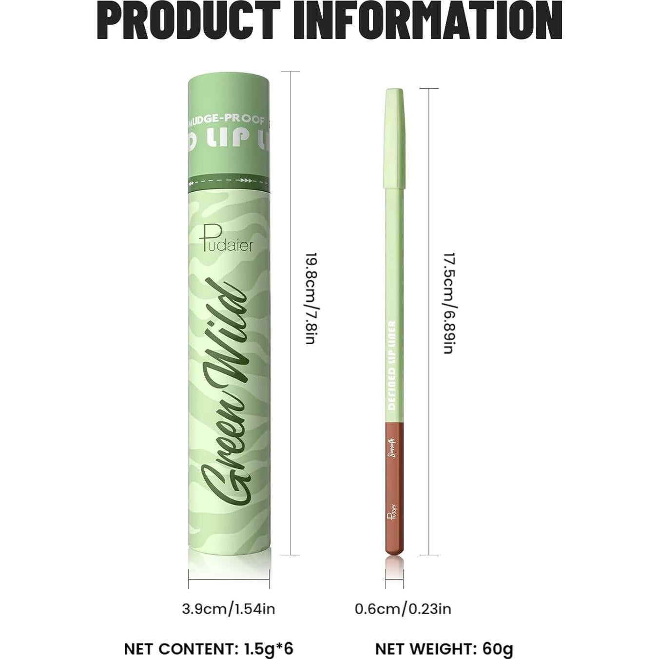 Set de 6 Lápices de Contorno de Labios Pudaier - Alta Pigmentación