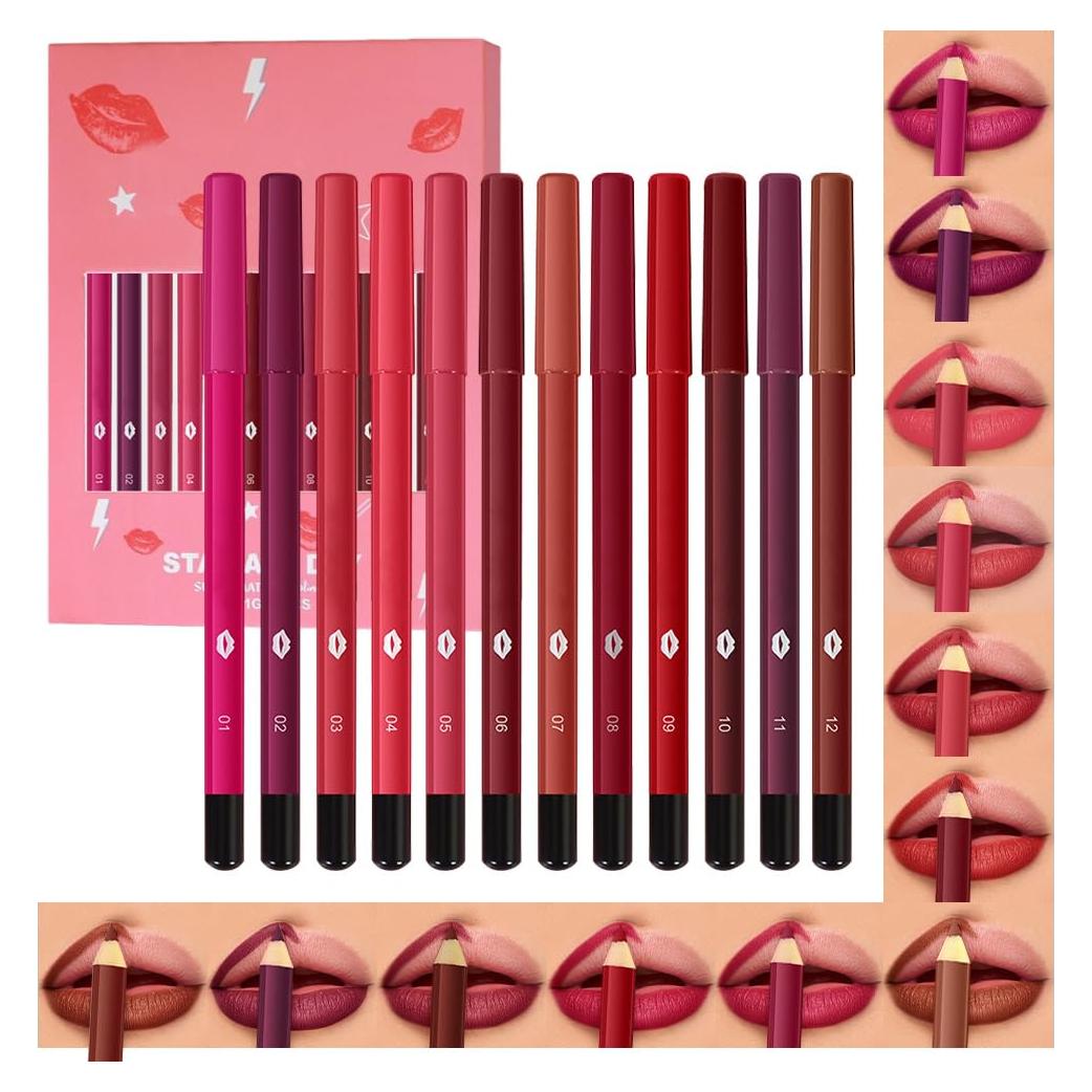 Set de 12 Lápices de Labios Mate Impermeable evpct