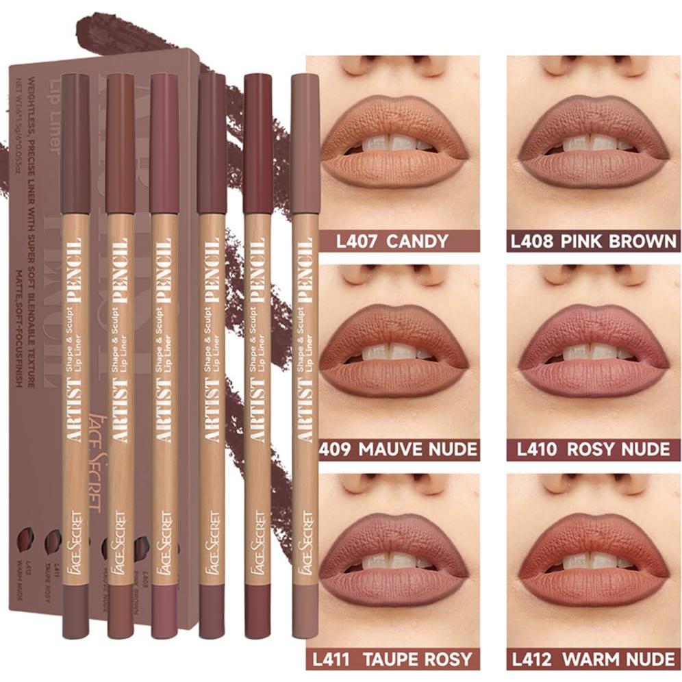 Juego de 6 Lápices de Labios Beauty Glazed Nude Mate