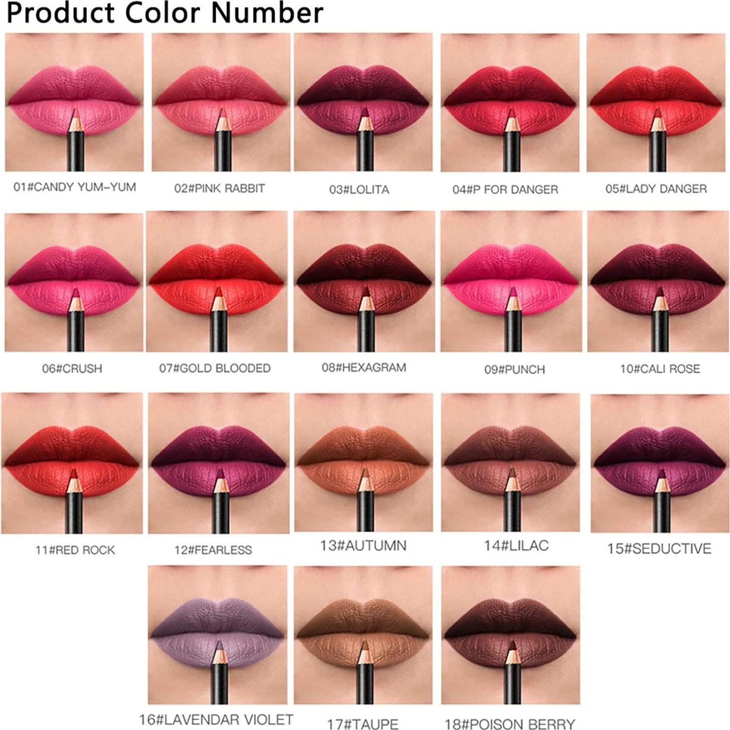 Set de 18 Lápices Labiales DC-BEAUTIFUL Impermeables