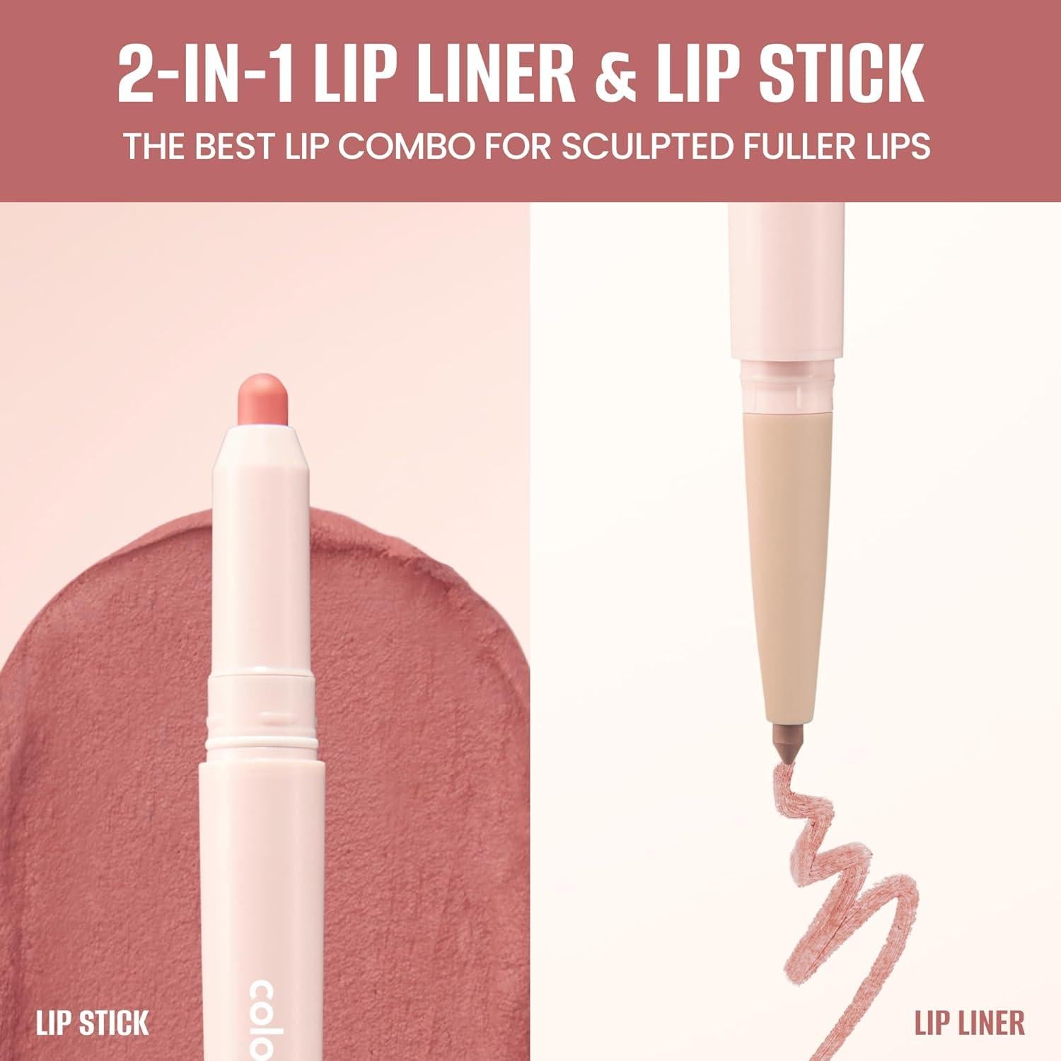 COLORGRAM All In One Over-Lip Maker 02 Cool Pink | Versatile Lip Liner & Contour with Natural Shades, Matte finish, Bigger and Fuller Lips, Plumping effect, Smooth creamy texture