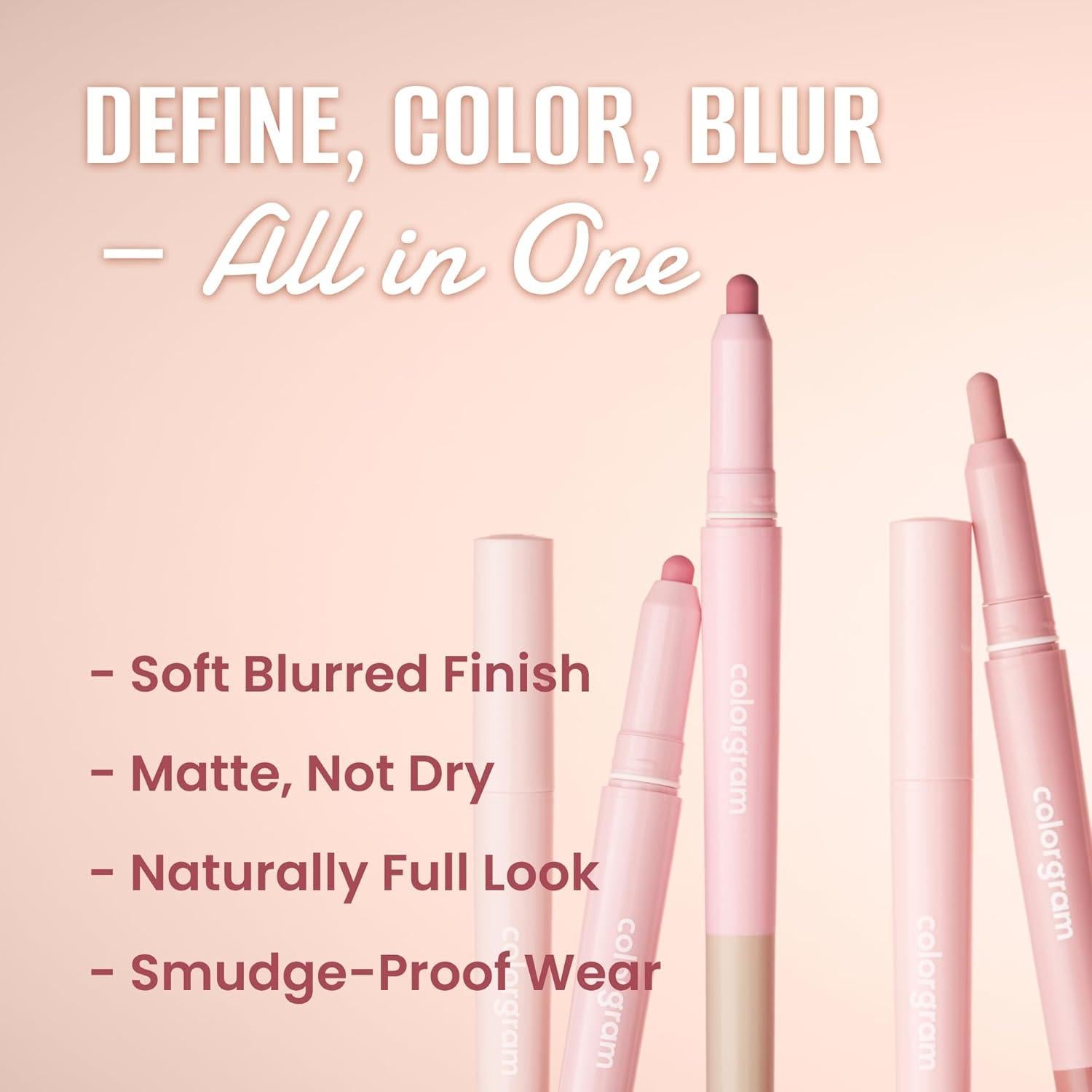 COLORGRAM All In One Over-Lip Maker 02 Cool Pink | Versatile Lip Liner & Contour with Natural Shades, Matte finish, Bigger and Fuller Lips, Plumping effect, Smooth creamy texture