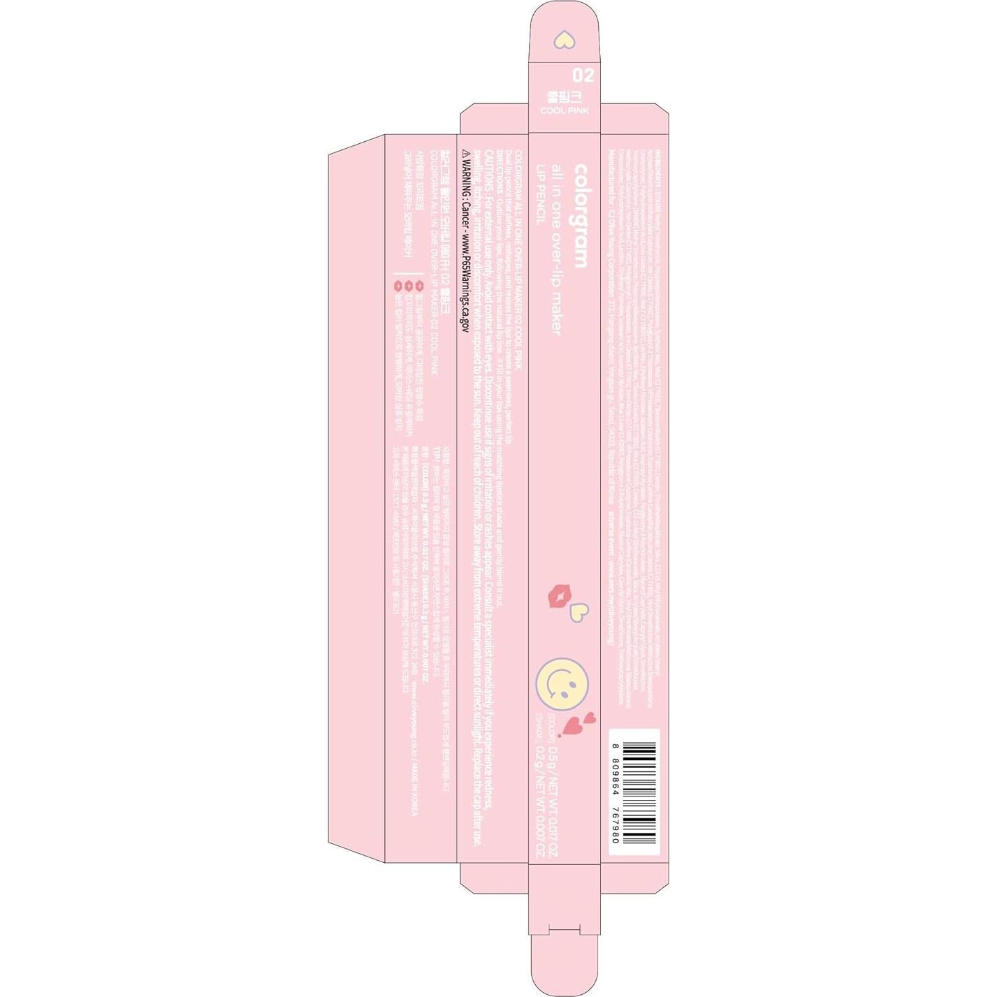 COLORGRAM All In One Over-Lip Maker 02 Cool Pink | Versatile Lip Liner & Contour with Natural Shades, Matte finish, Bigger and Fuller Lips, Plumping effect, Smooth creamy texture